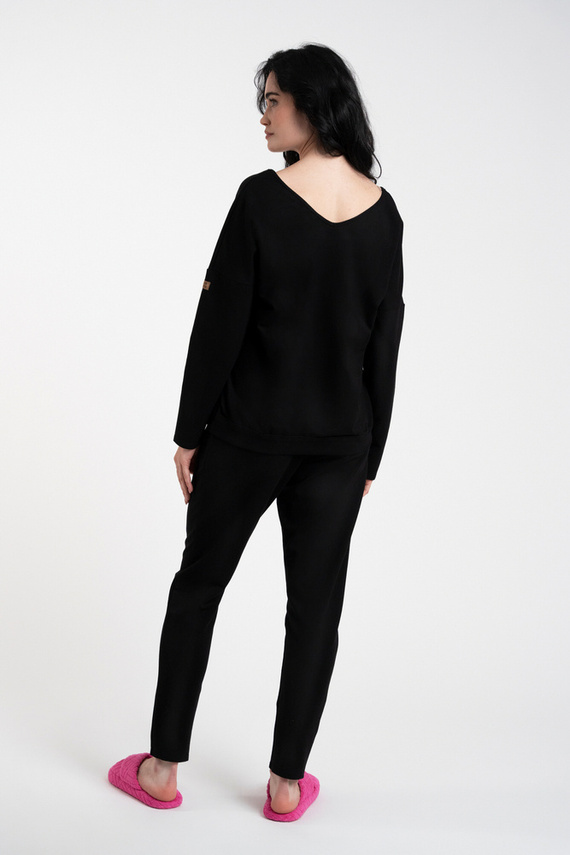 Karina Donna set manica lunga, pantaloni Moda Italiana - nero