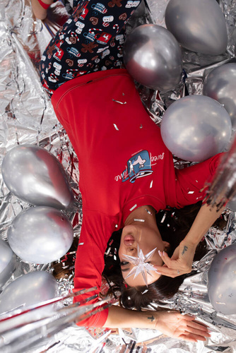 Makala Pigiama a maniche lunghe e pantaloni lunghi da donna Moda Italiana - rosso/stampa