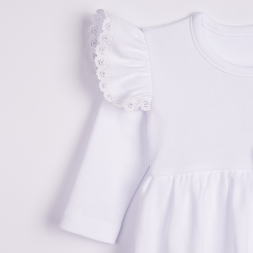 169392 Abito-corpo manica lunga Nicol - bianco, cotone, con pizzo