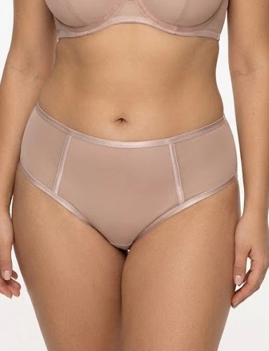 Figi brazyliany Azal Zoja beige in rete trasparente, invisibili sotto i vestiti