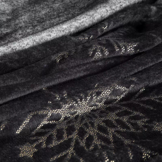 Eurofirany Coperta natalizia nera oro fiocchi di neve - morbido copriletto in microfibra, 240 g/m²