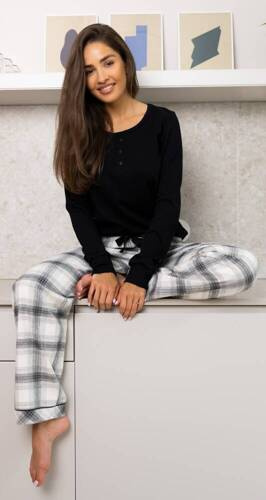 Pigiama di flanella da donna Blanche Sensis - nero