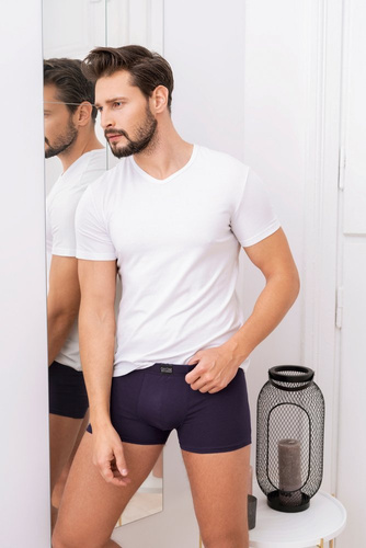 T-shirt da uomo Ikar, collo a lupetto Moda italiana - bianco