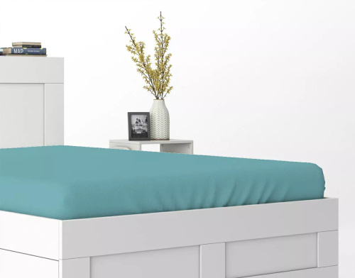 Lenzuolo con angoli in microsatin Poly Detexpol liscio e pratico turquoise