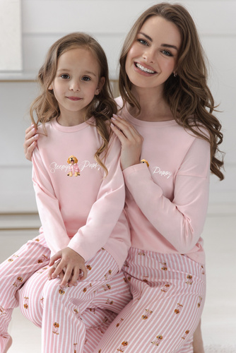 Pigiama bambina Taro 3647 Nola rosa 100% cotone manica lunga