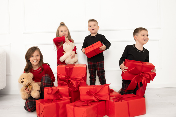 Pigiama Rusoli bambino Moda Italiana rosso - cotone, lungo, fantasia natalizia