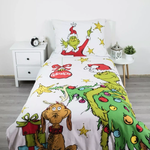 Biancheria da letto Grinch Grinchmas JF24 140x200 cotone 100% Grinch castello