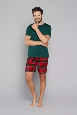 Narwik Pigiama uomo manica corta, pantaloncini Moda italiana- verde/stampa