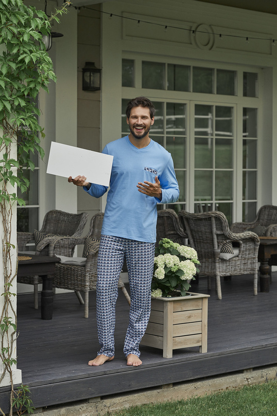 Jaromir Uomo manica lunga, pantaloni lunghi Moda italiana - blu/stampa