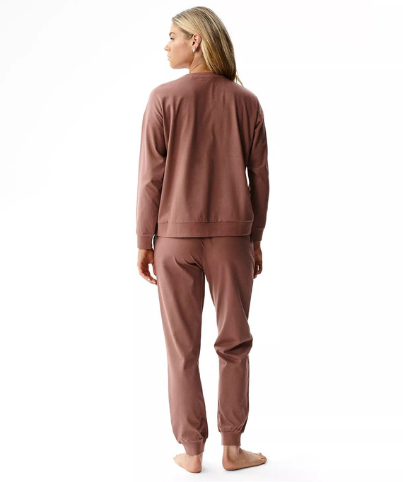 Pigiama donna NLP-501 Atlantic rosa-verde - 100% cotone effetto pesca, manica lunga, pantaloni con tasche | Calore e comfort Premium