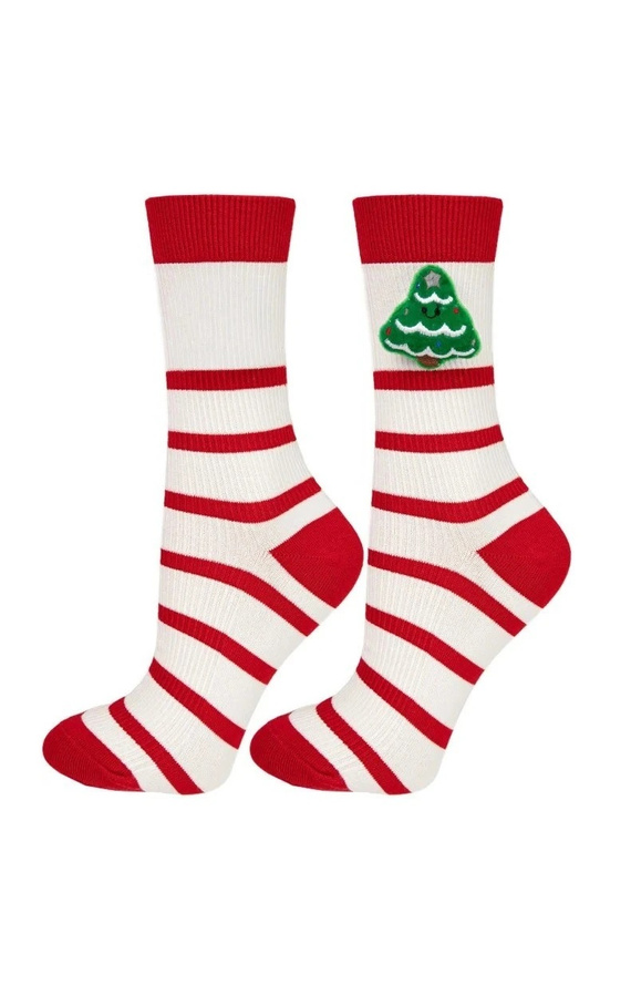 Calzini da donna Moraj CDC700-036 in cotone a coste, in stile festivo, con applicazione 3D