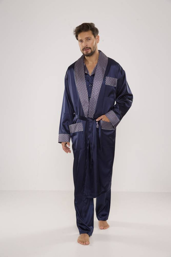 939 Pigiama da uomo in raso - blu navy