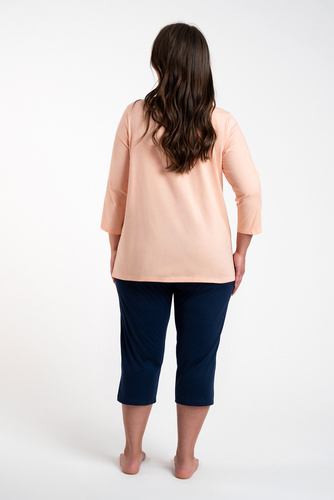 Arietta Pigiama donna maniche e pantaloni 3/4 Moda italiana - salmone