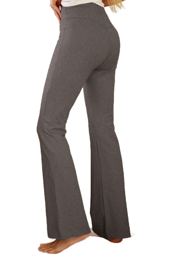 Cara - pantaloni da donna in cotone, gamba svasata, 95% cotone 5% elastan | marchio polacco Mirale - grigio