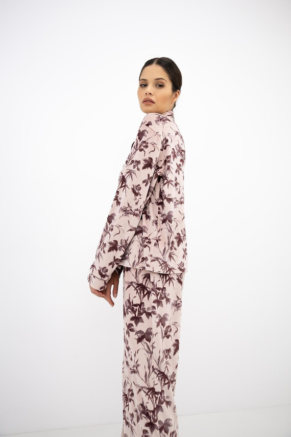 Sensis Thalia Pigiama Donna in Velluto con Bottoni Rosa Lunga