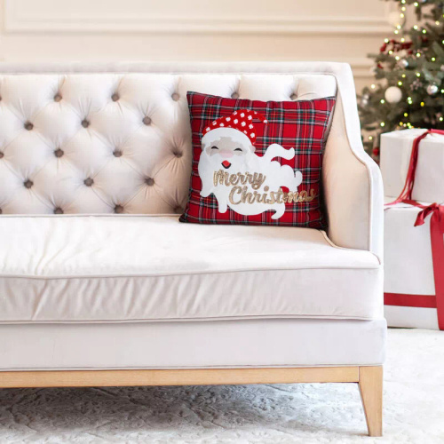 Chp 165 Federa natalizia Eurofirany - a scacchi rossi con Babbo Natale e scritta