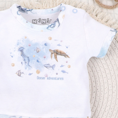 ABN-5453 Sea Of Joy Nini baby Rampers bianco-cotone organico, comodi bottoni a pressione