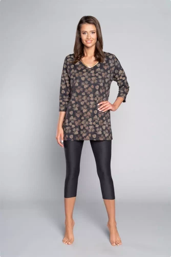 Pinnia Pigiama donna manica 3/4, pantaloni 3/4 Moda italiana - stampa/grafite