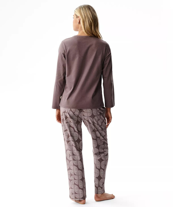 Atlantic NLP-522 Pigiama Donna Lunga 100% Cotone Pantaloni con Fantasia marrone
