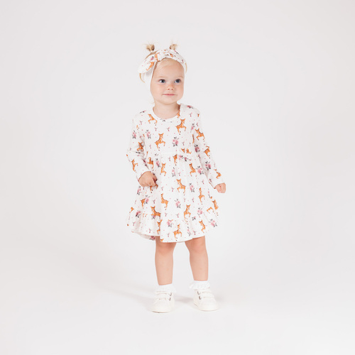 216166 Lala - Abito Nicol per bambina, cotone, manica lunga, pelle di cervo