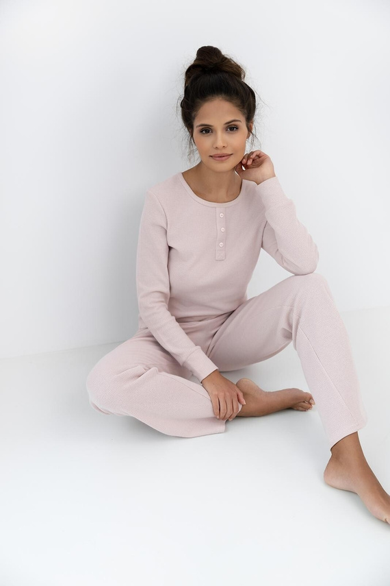 Pigiama donna Sensis Arlette rosa sporco - cotone, manica lunga | Elegante e confortevole per la notte