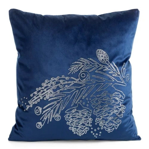 CHP335 Federa natalizia Eurofirany in velluto con cristalli e cerniera blu navy