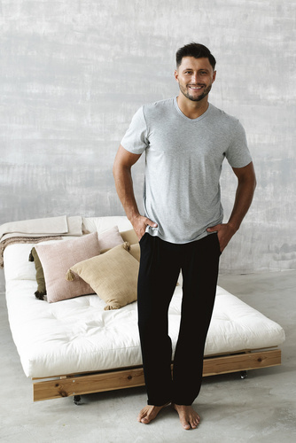 Dallas Pigiama uomo manica corta, pantaloni lunghi Moda italiana- melange/nero