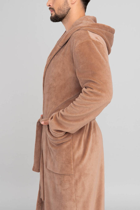 Mimas Accappatoio da uomo con cappuccio Moda italiana - cammello