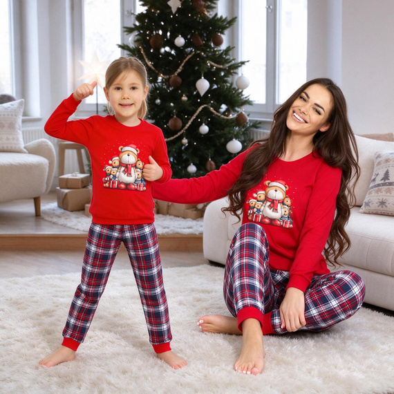 Cornette 594/205 592/205 Family Christmas Pigiama Bambina Cotone Rosso