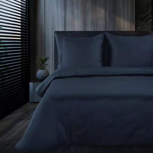 1F Elegante biancheria da letto in raso Eva Minge Eurofirany blu navy | macrosatin 100% cotone