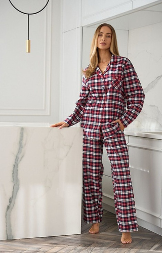 2475 Pigiama da donna Roxy L&L rosso - flanella, a righe, a quadri