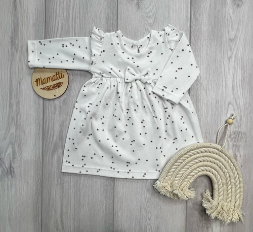 SK16235 Mamatti Vestitino Neonato in Cotone Bianco con Stelle