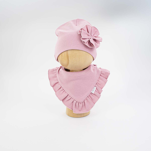 Cappello e Sciarpa per Bambina Nicol 141965 in Cotone con Fiore e Balza rosa