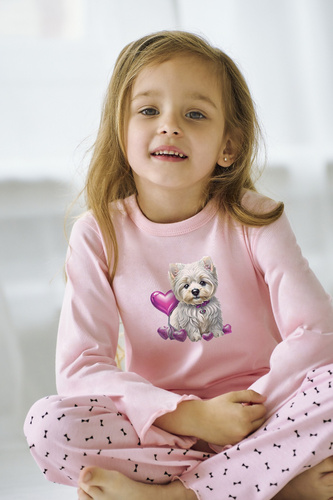 Pigiama bambina Clara 3488,3489 Rosa taro - cotone, manica lunga