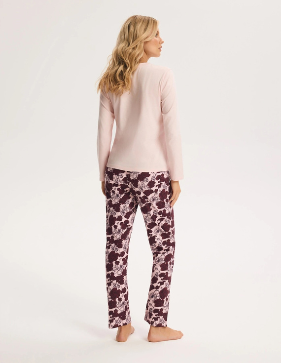 Pigiama donna Henderson Gina 45397 beige a coste aperta in cotone