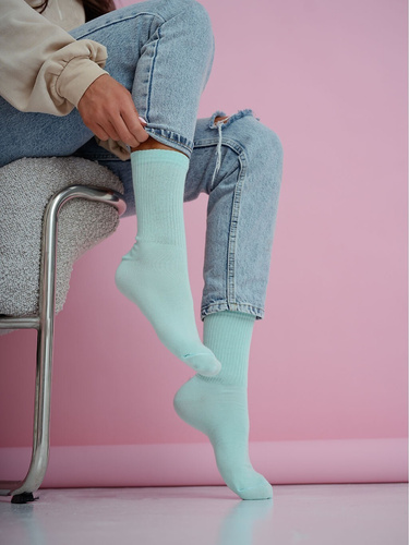 Calze donna cotone Milena  1313-002– a coste comode quotidiane green