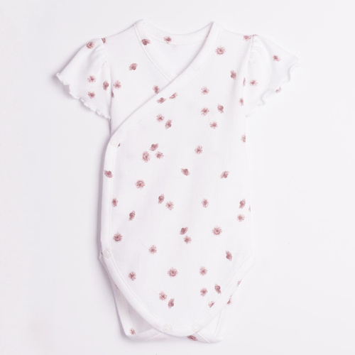 Nicol Hania 226092 Body incrociato 100% cotone con fiori manica corta