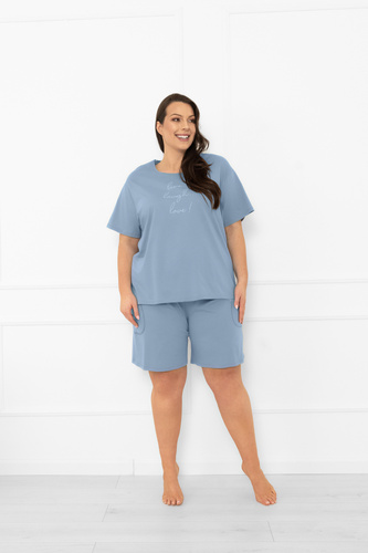 Pigiama da donna Ksara Italian Fashion - cotone, manica corta e pantaloncini - acciaio