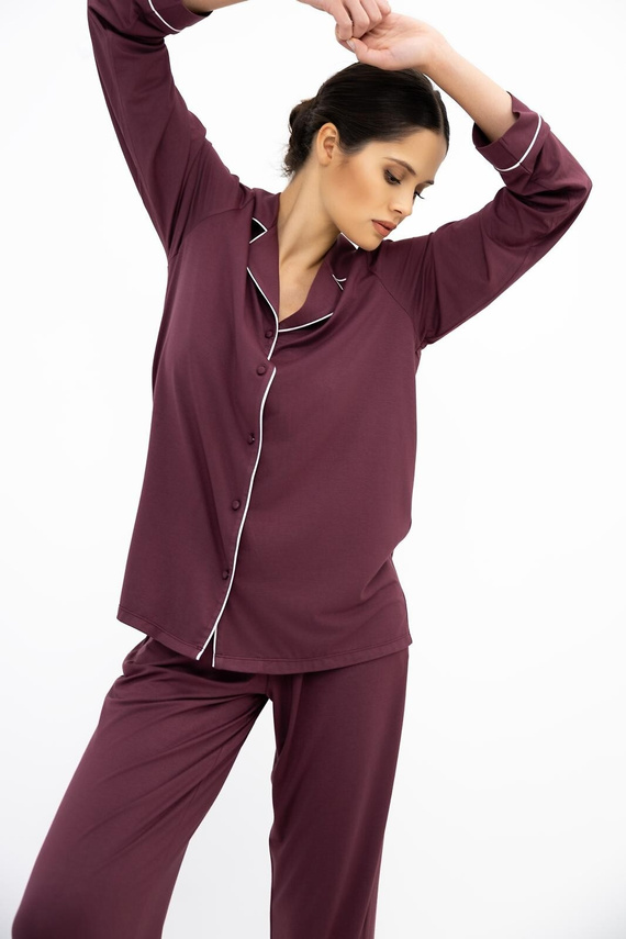 Sensis Vaya Pigiama Donna 100% Viscosa Blu Notte con Fiori e Bottoni