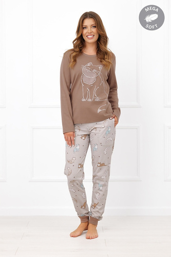 Italian Fashion Filomena pigiama donna Mega Soft lungo con gatti e tasche