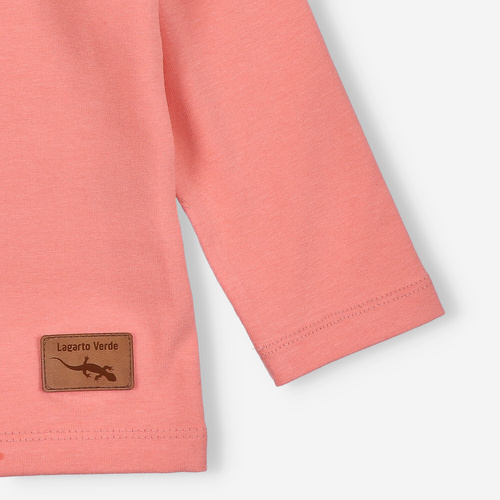 KAR-3001 Camicetta a maniche lunghe da bambina Lagarto Verde salmone - elegante, cotone, produzione polacca