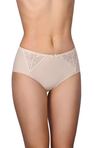 58 Modo slip in microfibra beige con lacci sul davanti, taglio laser