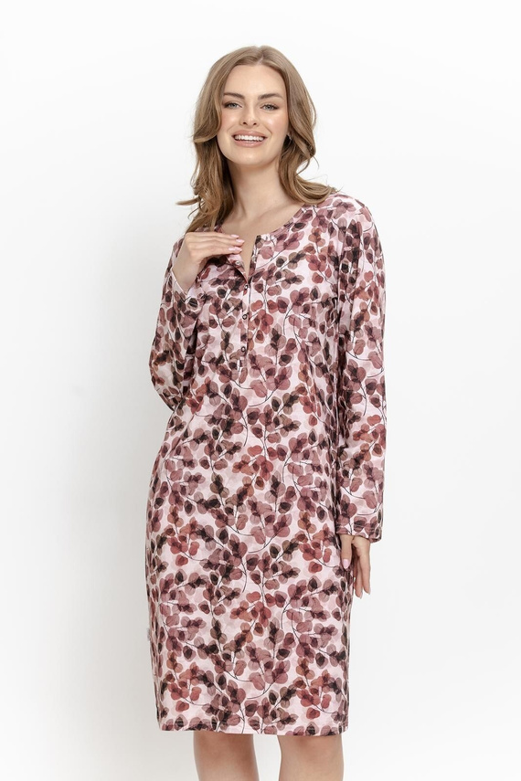 Camicia da notte Taro Ardenia 3635 marrone 100% cotone per allattamento