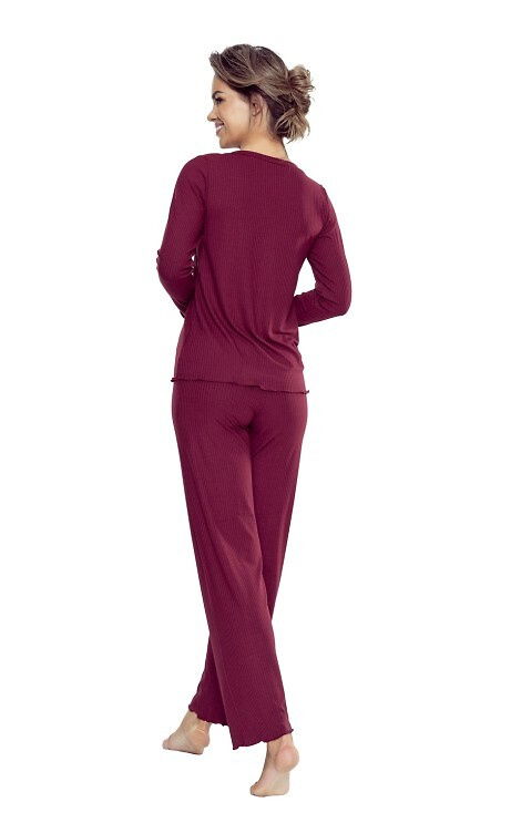 Rosaria Eldar First Lady maroon - Pigiama da donna in viscosa, set con pantaloni lunghi