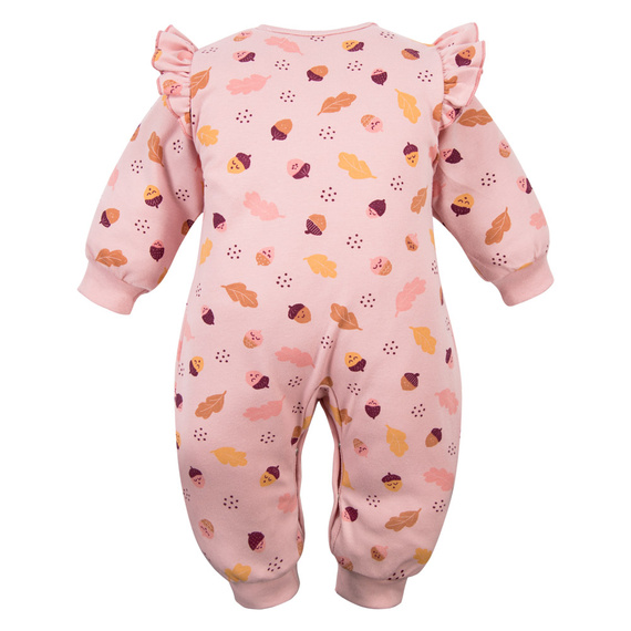 Fluffy Tails Eevi baby pajacifier rosa - in cotone, senza piedi, con bottoni a pressione