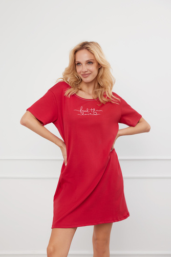 Camicia da notte Evora a maniche corte Moda Italiana - rosso