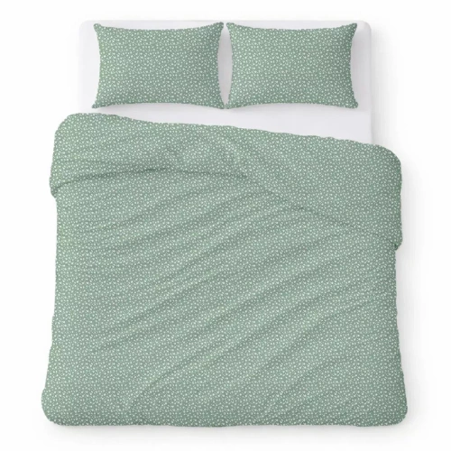 Completo biancheria letto cotone crepe traspirante facile cura mint with white flowers