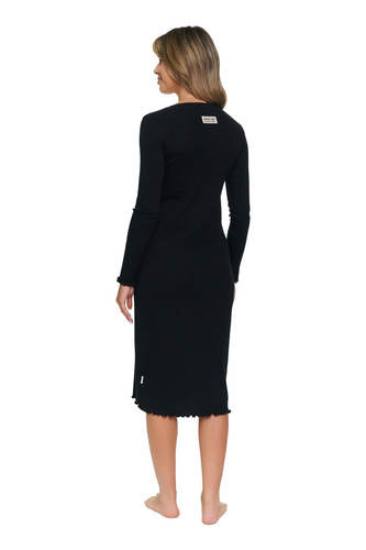 Koszula da notte Doctor Nap 7531 Black per allattamento in cotone a coste