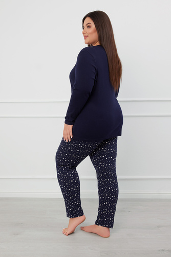 Libra Pigiama donna manica lunga e pantaloni Moda italiana - blu navy/stampa