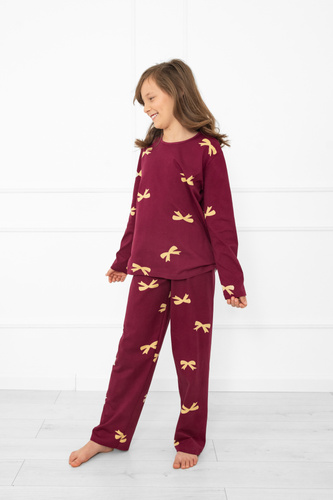 Pigiama da bambina Kwadro Italian Fashion - cotone, maniche lunghe, fiocchi